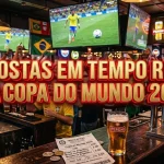 Sports bar crowd, betting slip, and beer glass for World Cup 2026 live betting.